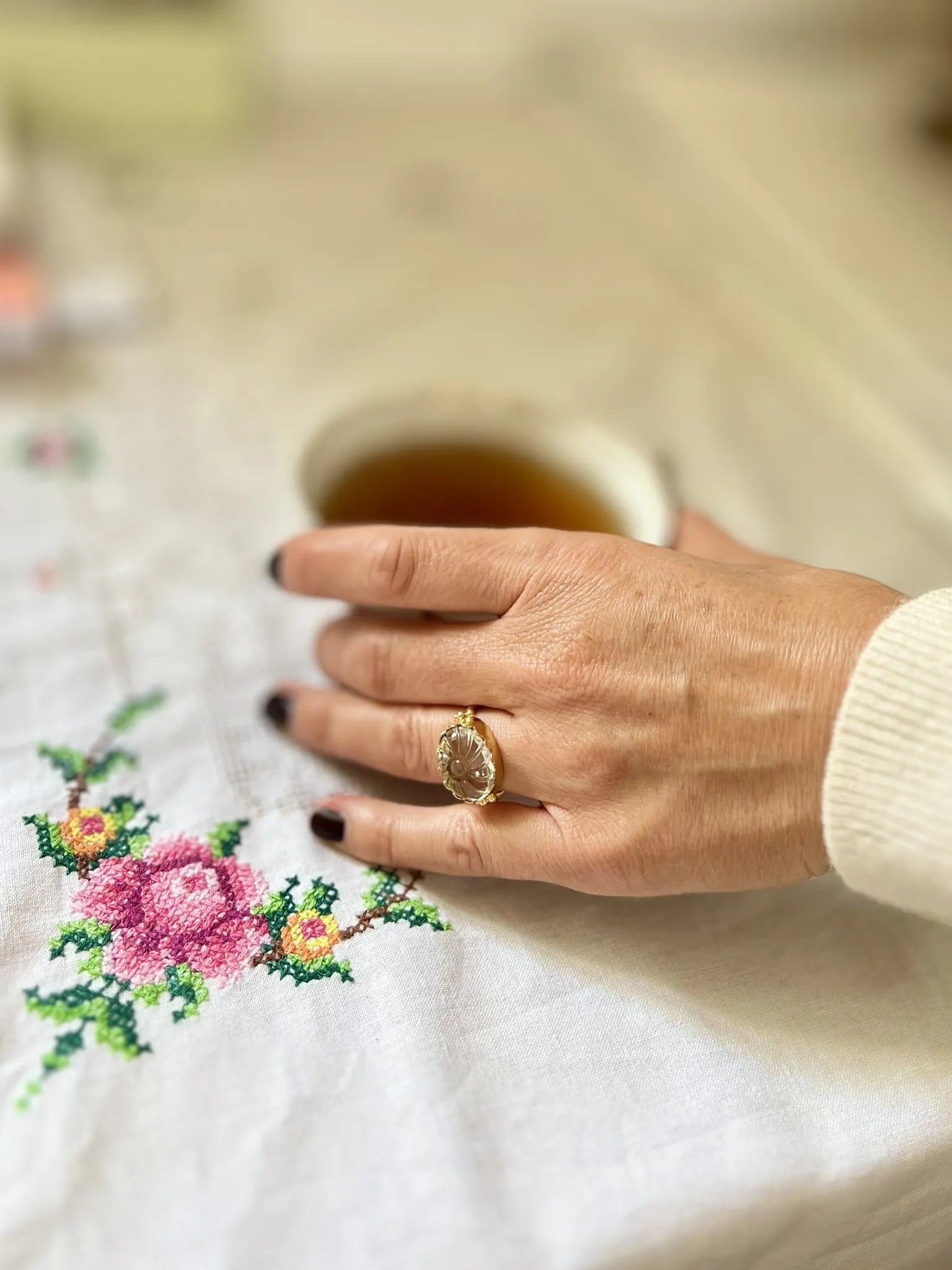 ojigi bague jaya améthyste verte