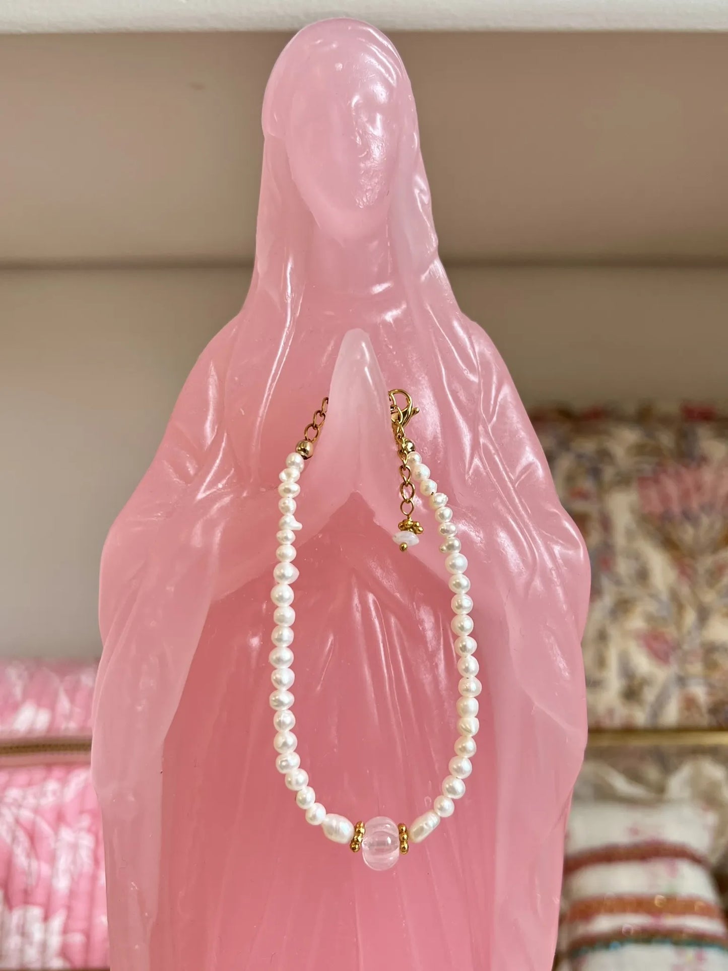 ojigi bracelet perles céleste quartz rose