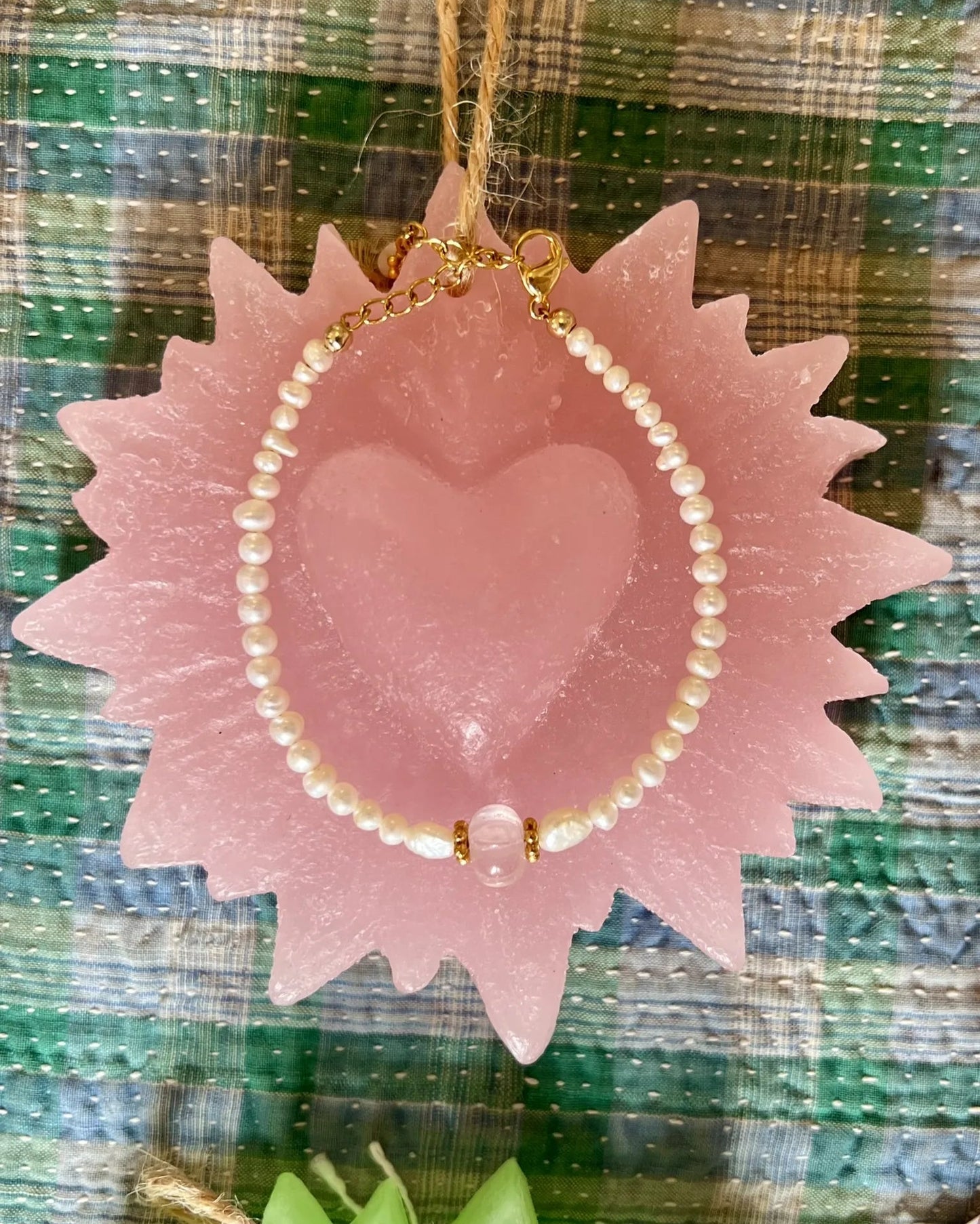 ojigi bracelet perles céleste quartz rose