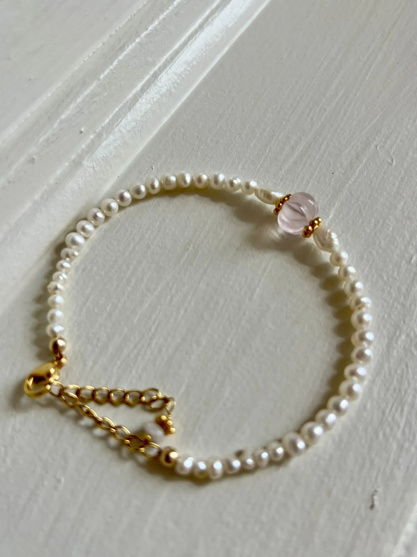 ojigi bracelet perles céleste quartz rose