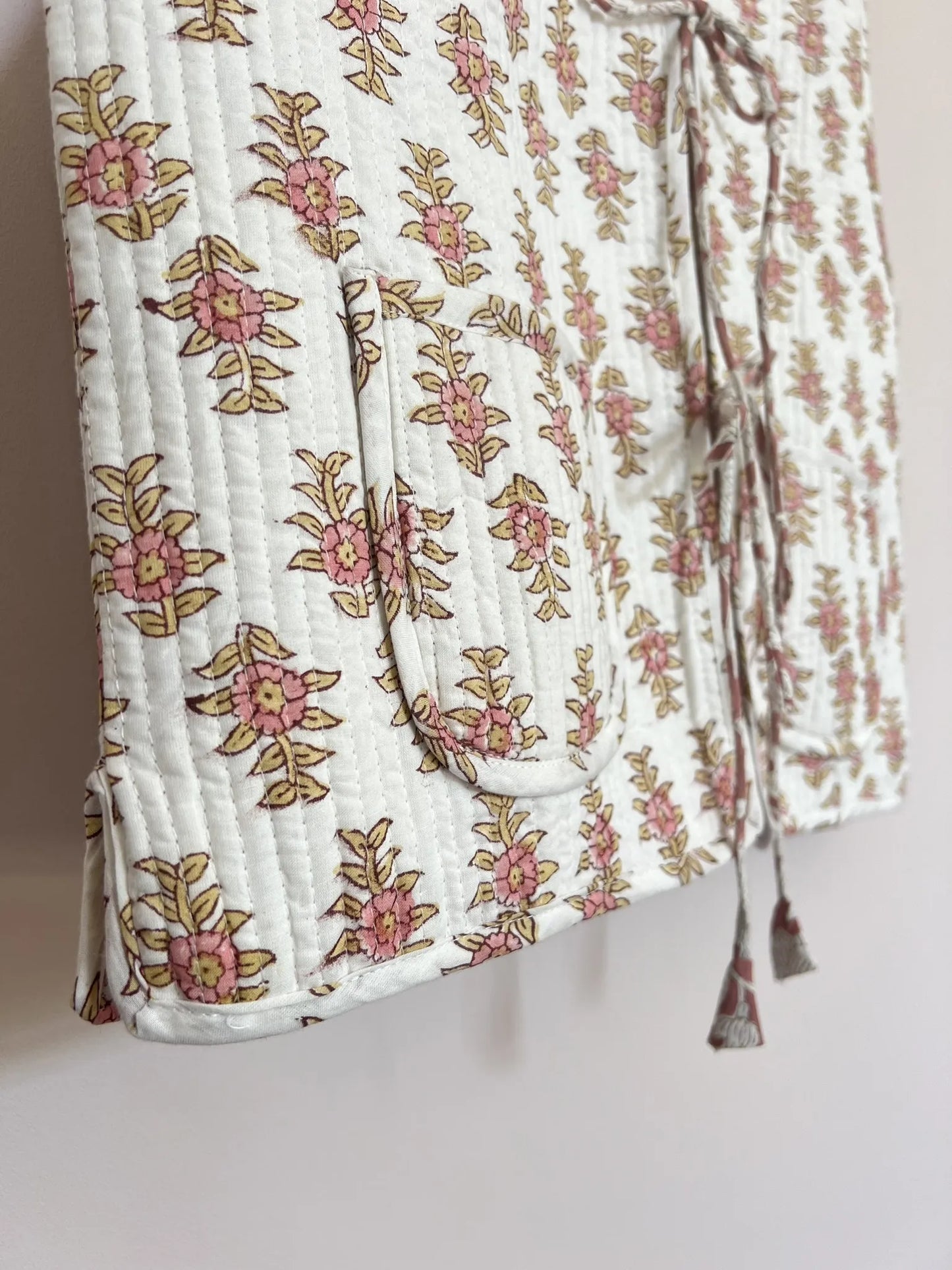 Gilet matelassé réversible imprimé block-print - Bois de rose