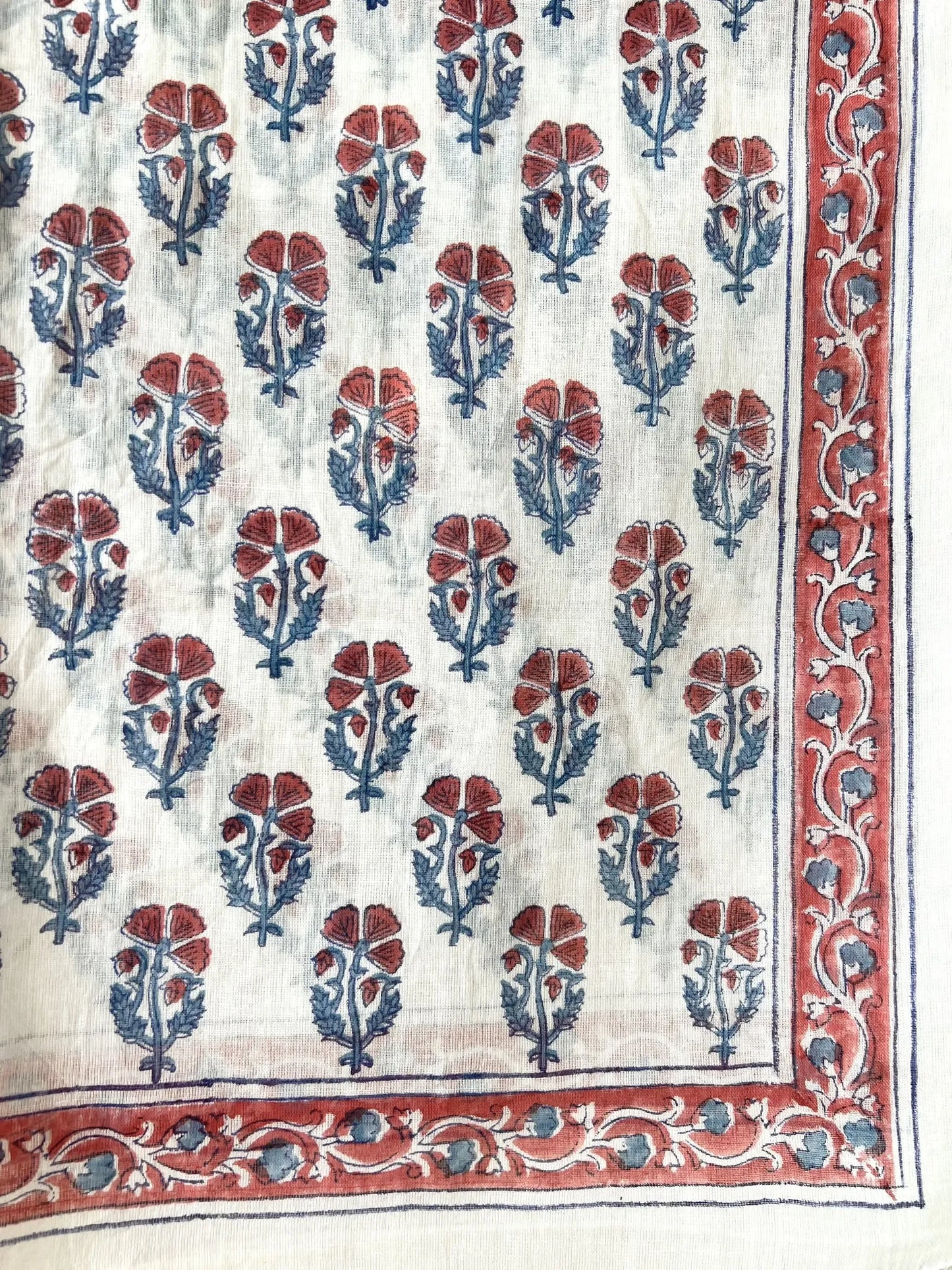ojigi foulard paréo block print Pavot rouge