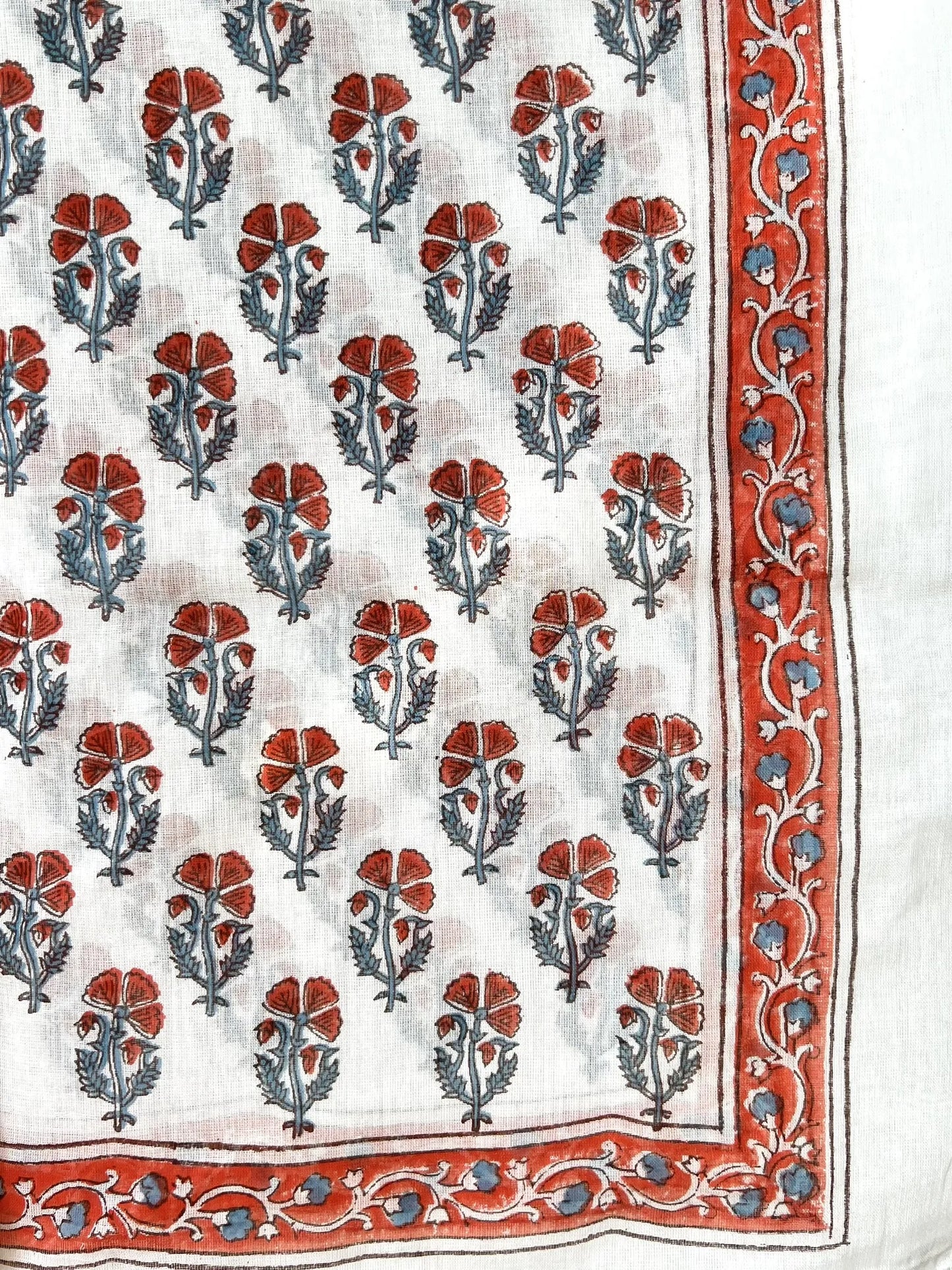 ojigi foulard paréo block print Pavot coquelicot orangé