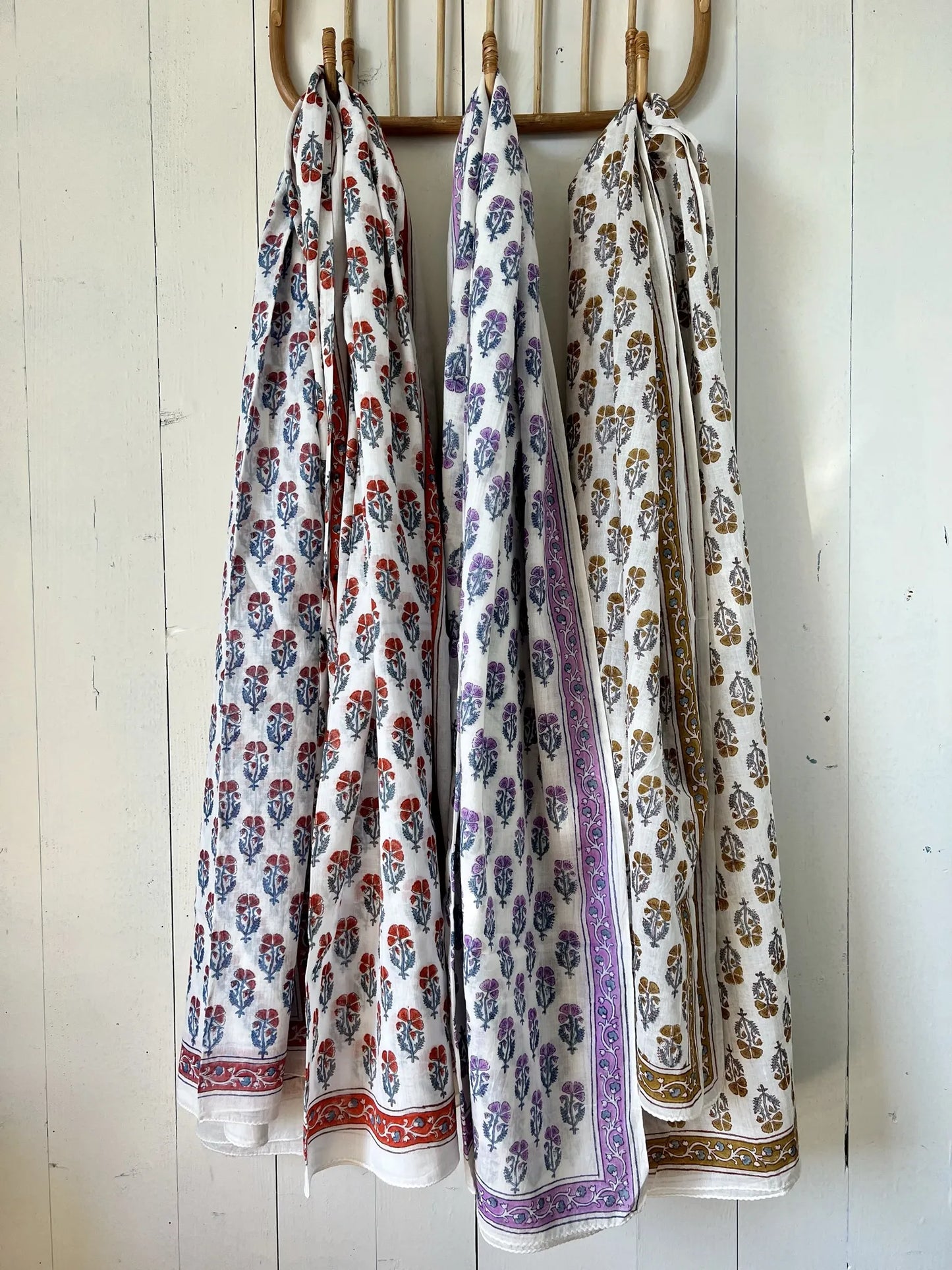 ojigi foulard paréo block print Pavot