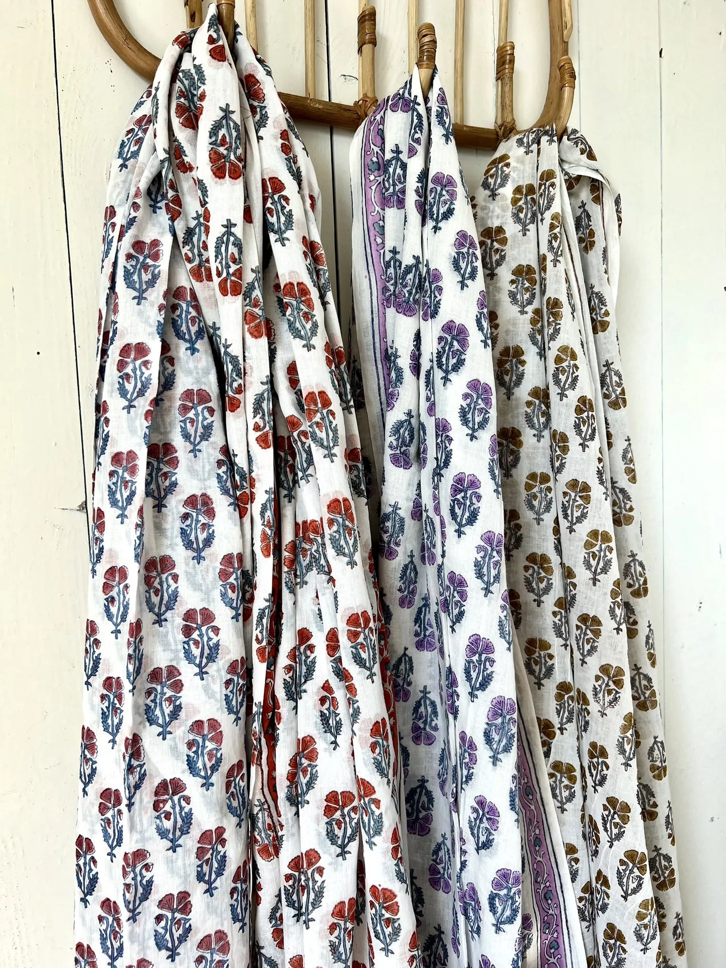 ojigi foulard paréo block print Pavot