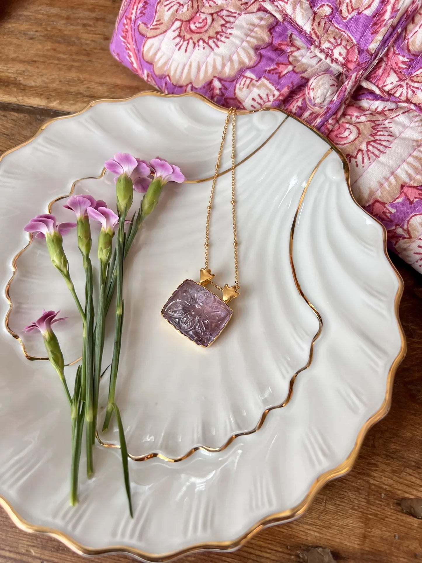 Pendentif DELIGHT GAYA - rosés & gris