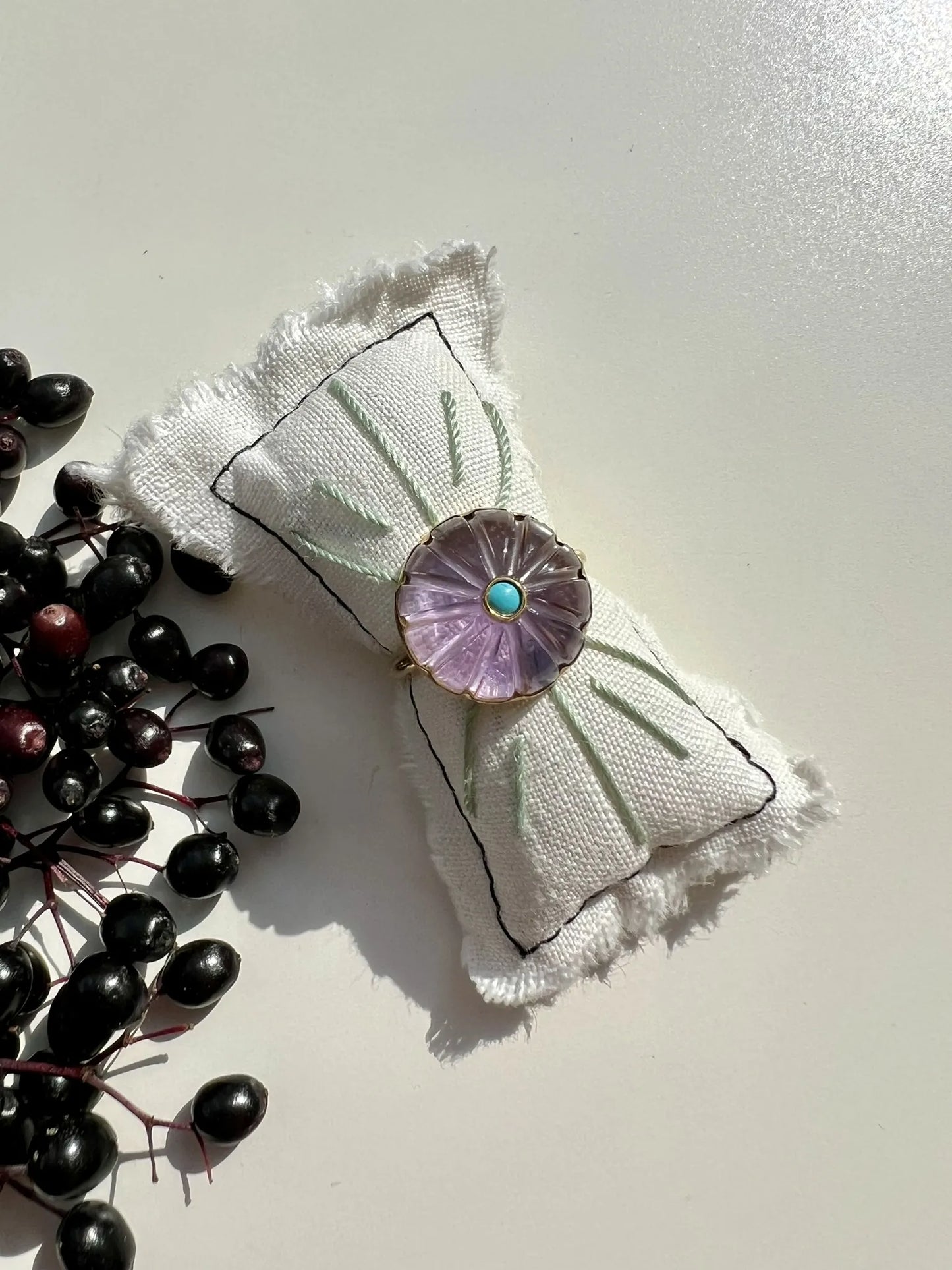 ojigi bague baie III améthyste et turquoise