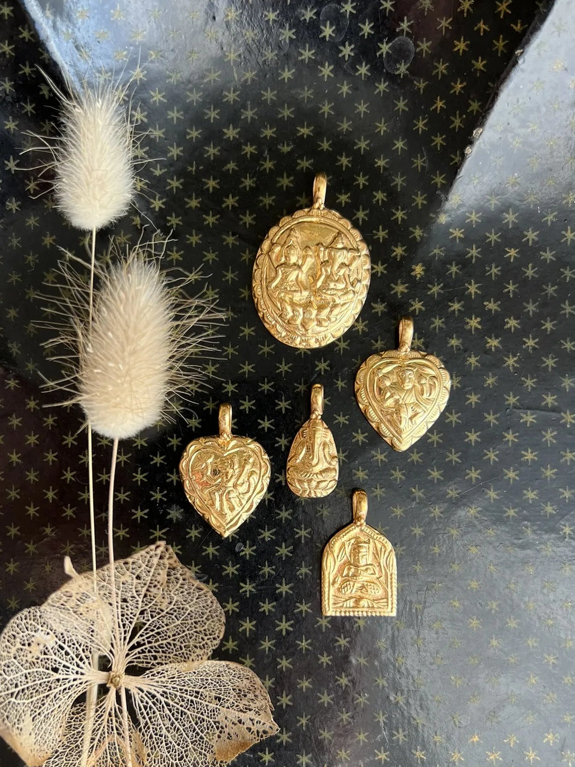 Pendentif grande amulette Lakshmi & Ganesh