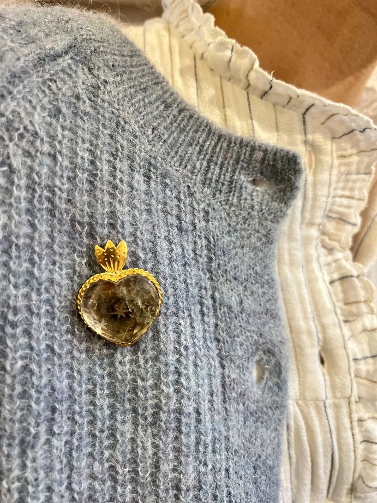 ojigi broche faites un vœu améthyste verte