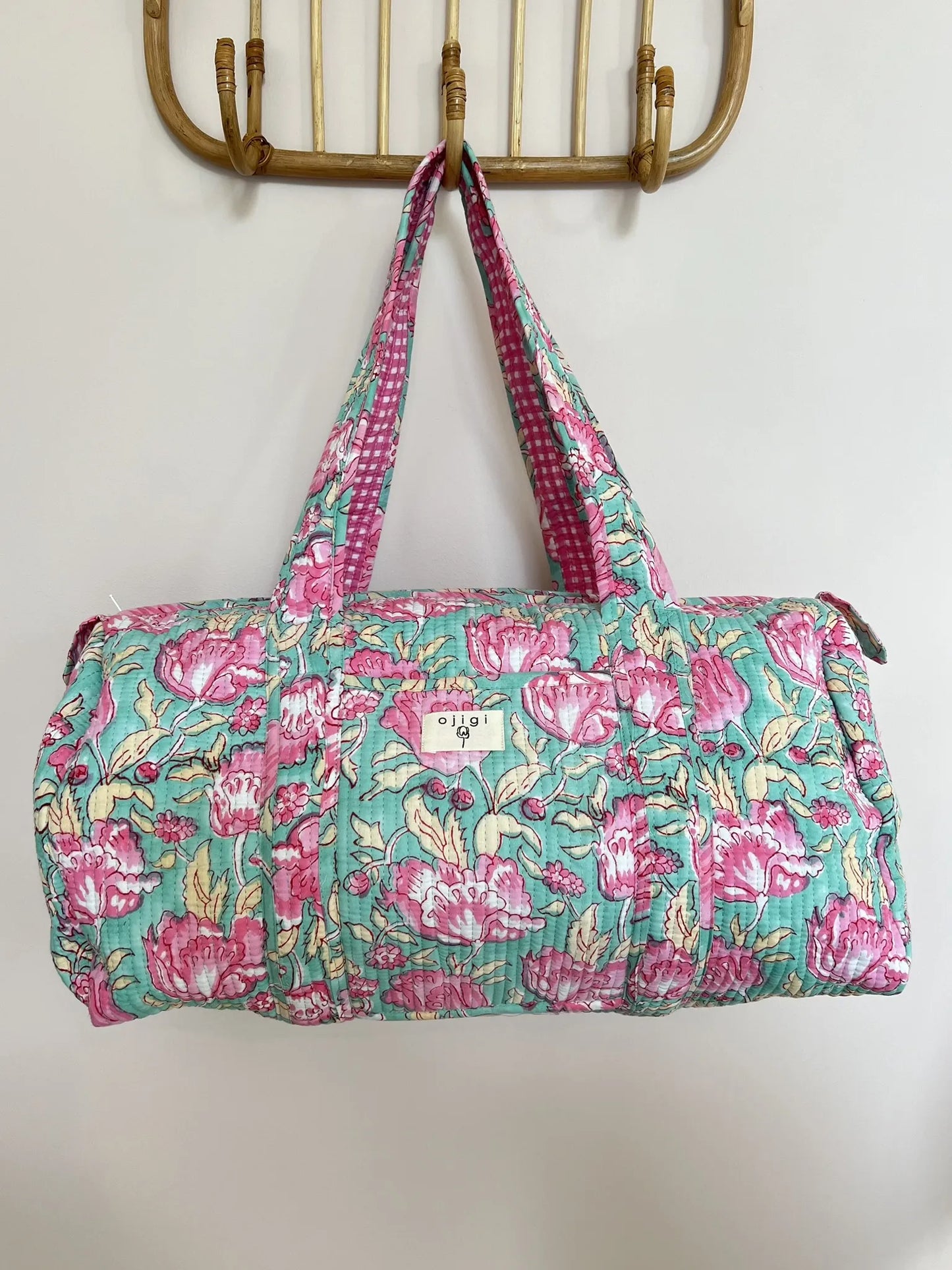 ojigi sac week end escampette turquoise rose