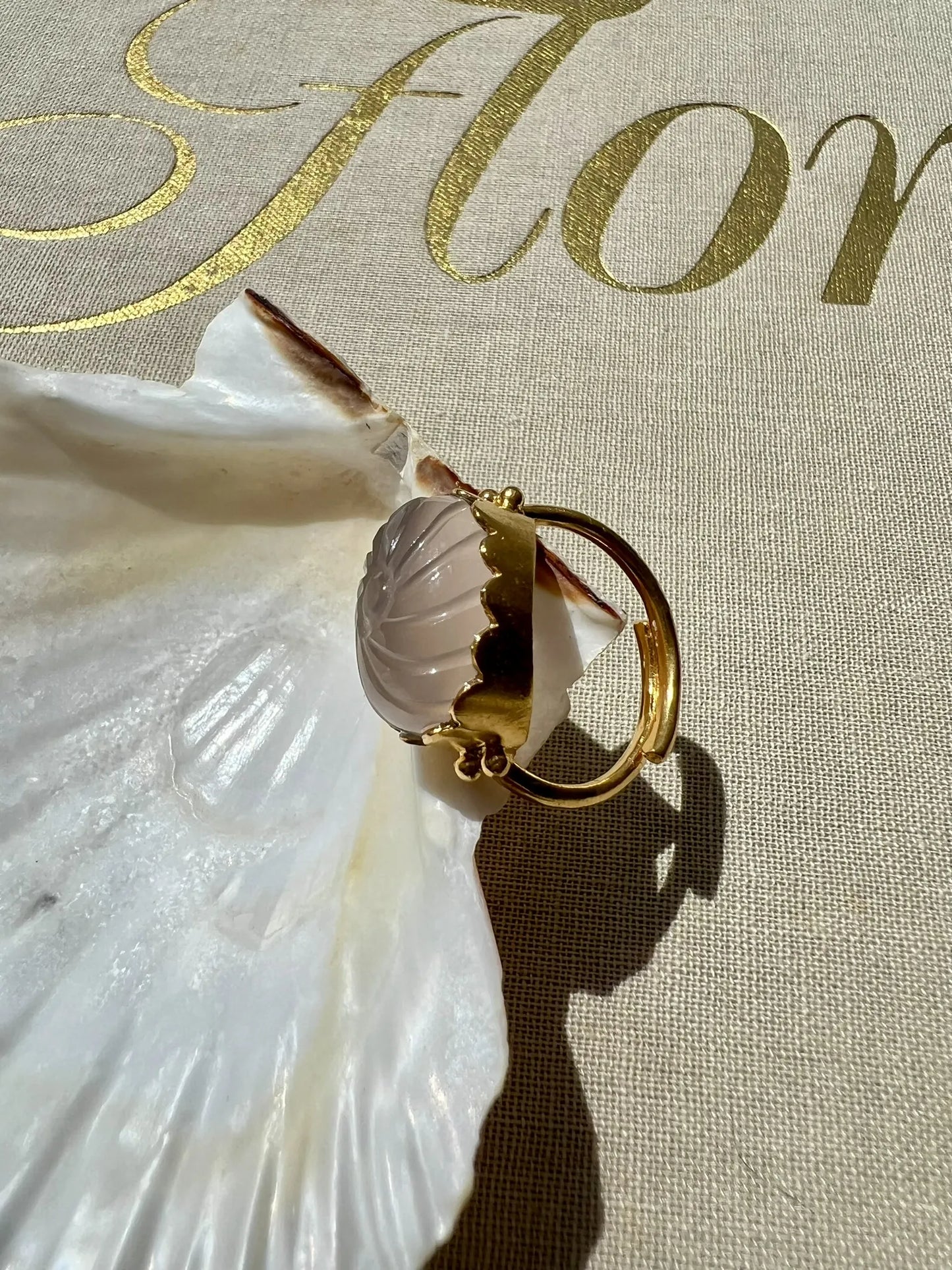 ojigi bague jaya calcédoine rose