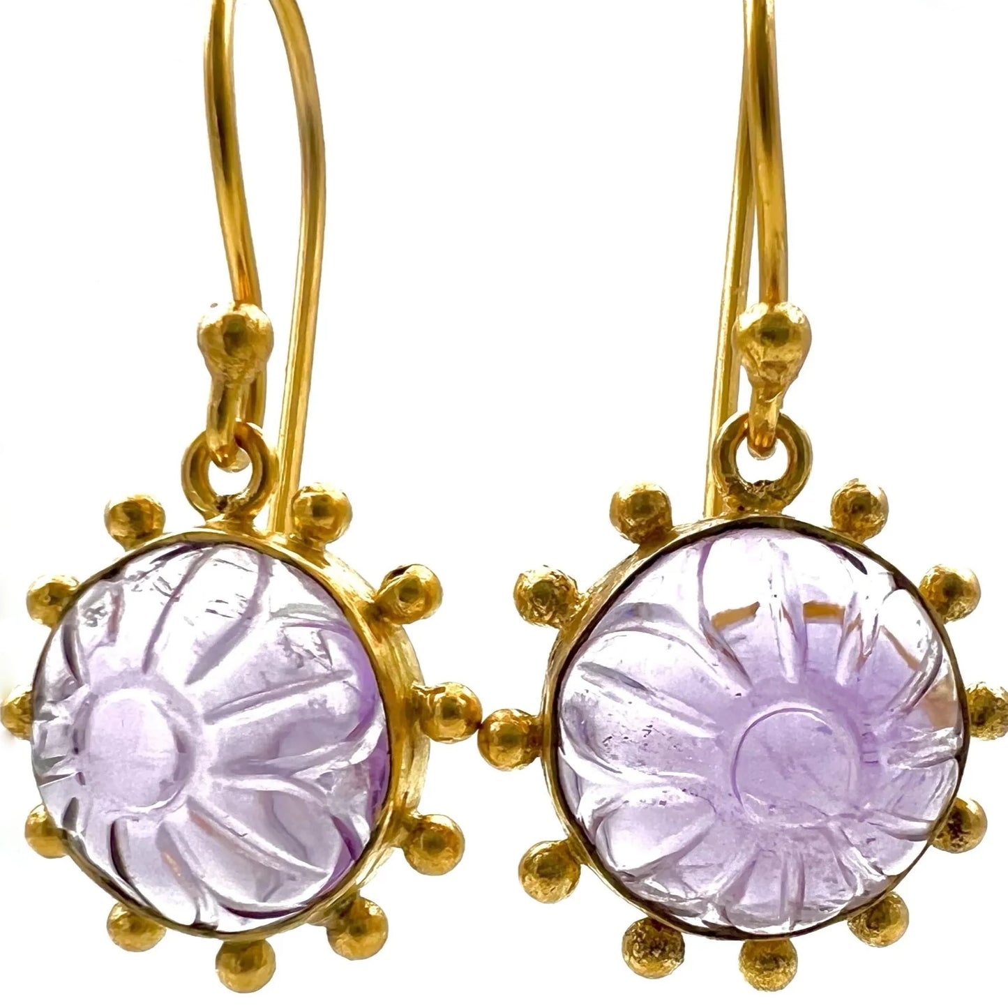 ojigi boucles d'oreilles dormeuses fleurs améthyste