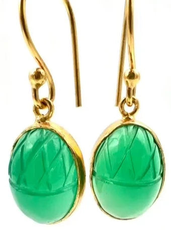 ojigi boucles d'oreilles dormeuses gland onyx verte