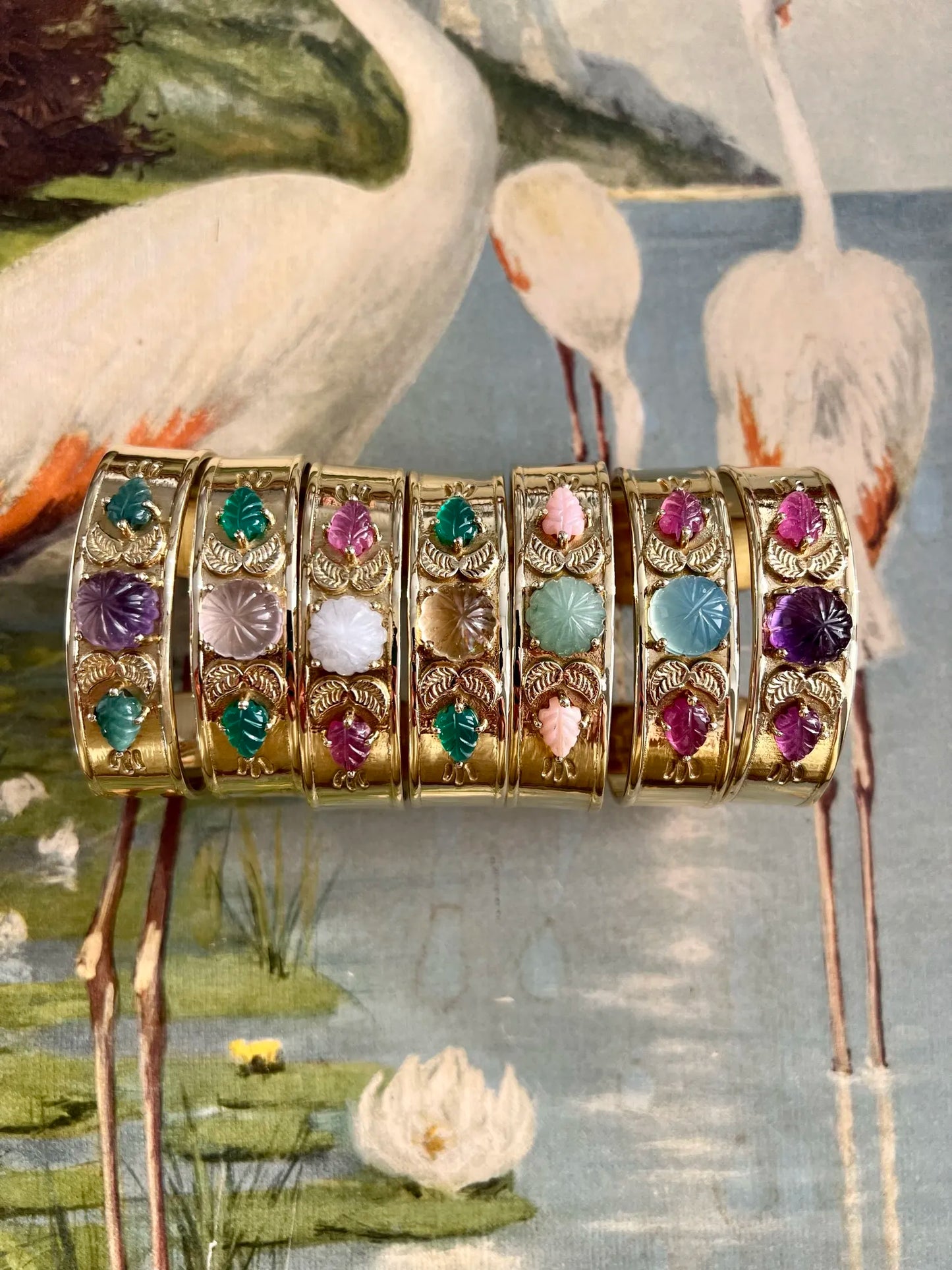 ojigi jonc pomponette citrine onyx vert