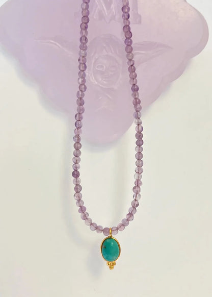 ojigi collier pondi améthyste turquoise