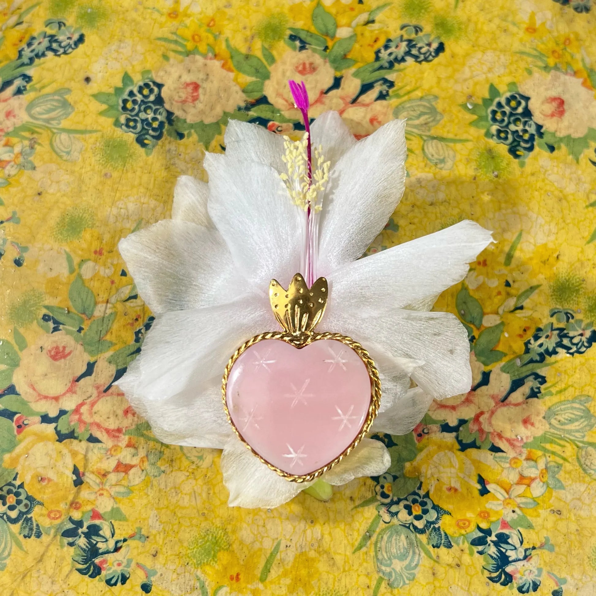 ojigi broche faites un vœu opale rose