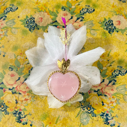 ojigi broche faites un vœu opale rose
