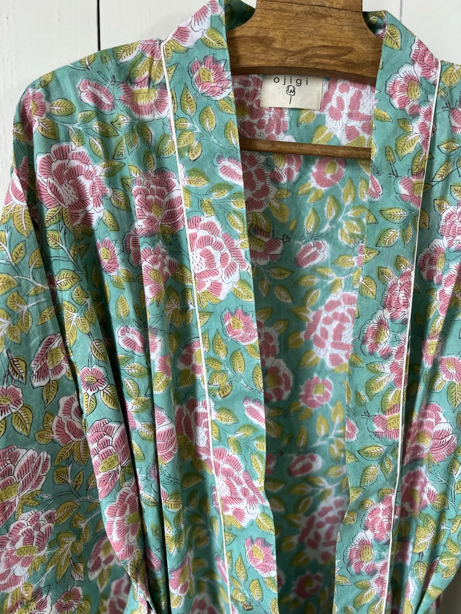 ojigi kimono goa vert et rose