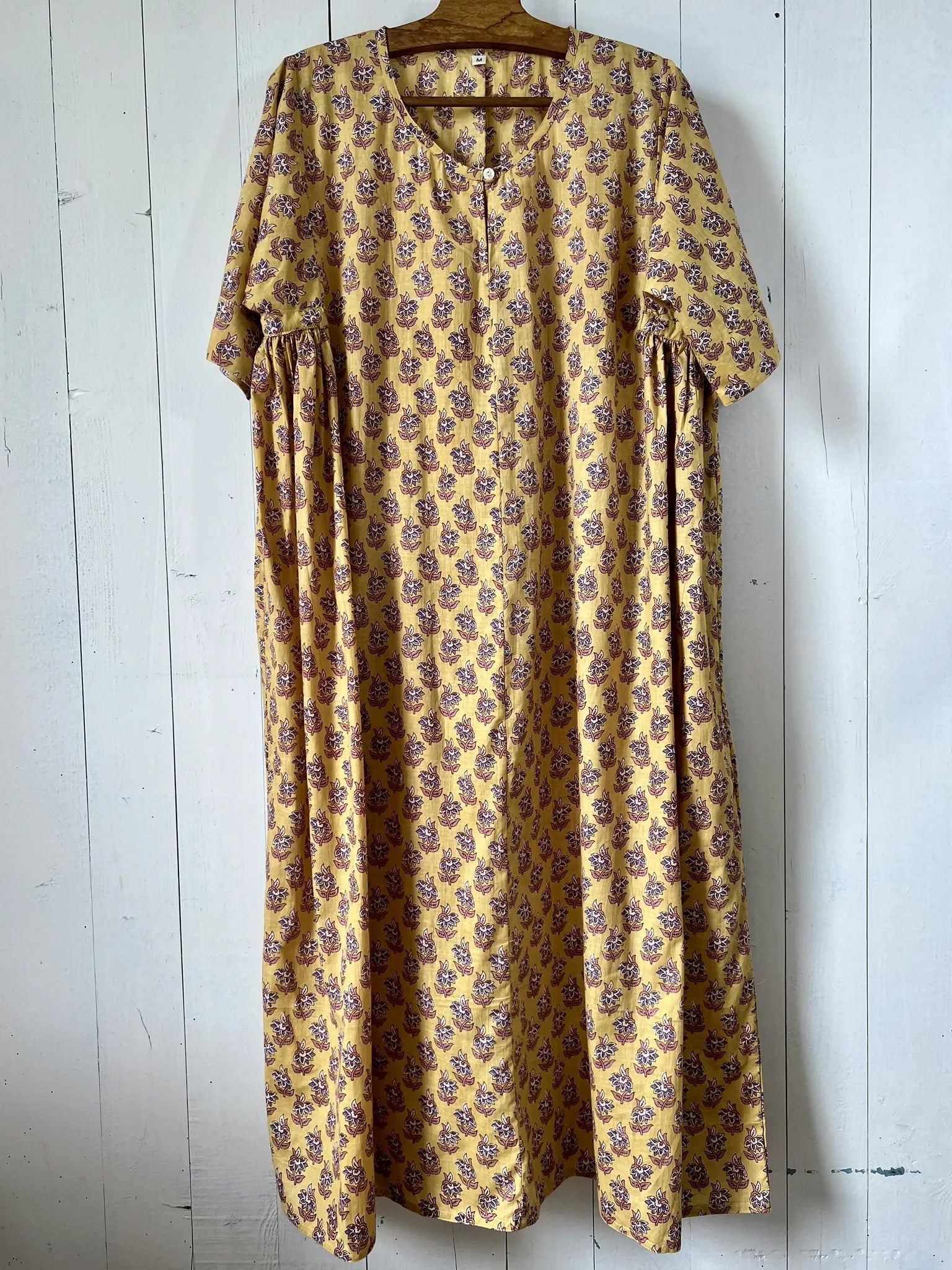 ojigi robe longue Joséphine jaune bleu vieux rose