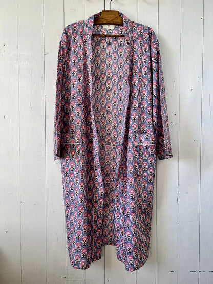 ojigi kimono Goa bleu ciel rose vert