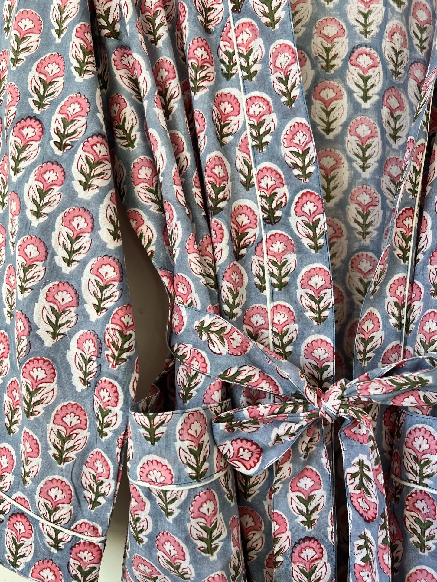 ojigi kimono Goa bleu ciel rose vert
