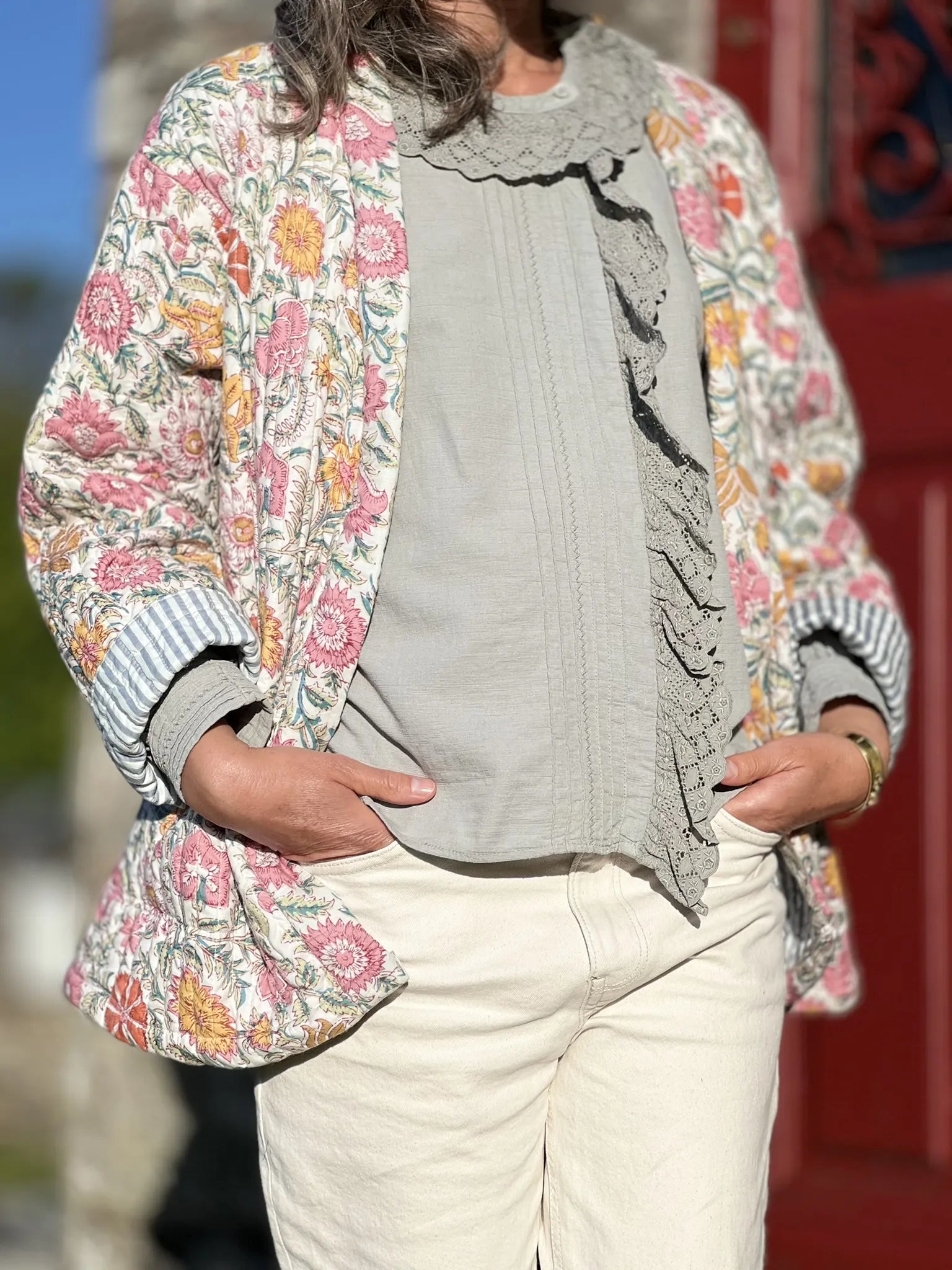 Veste imprimée fleurs hotsell