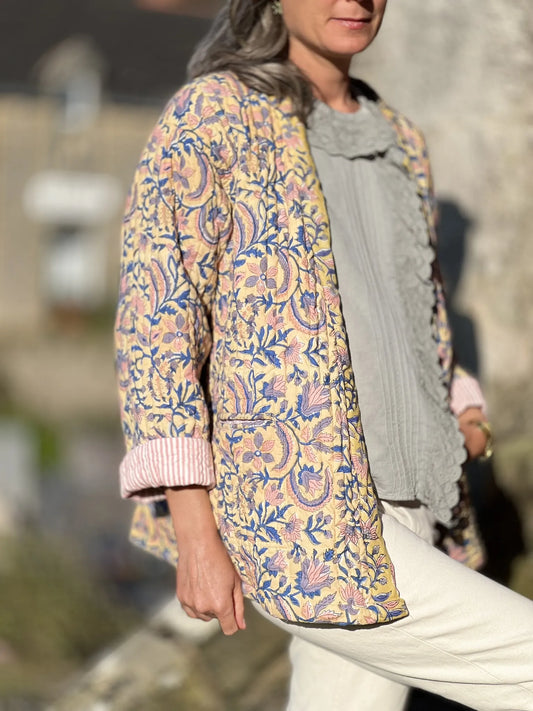 ojigi veste matelassée block print blés en provence