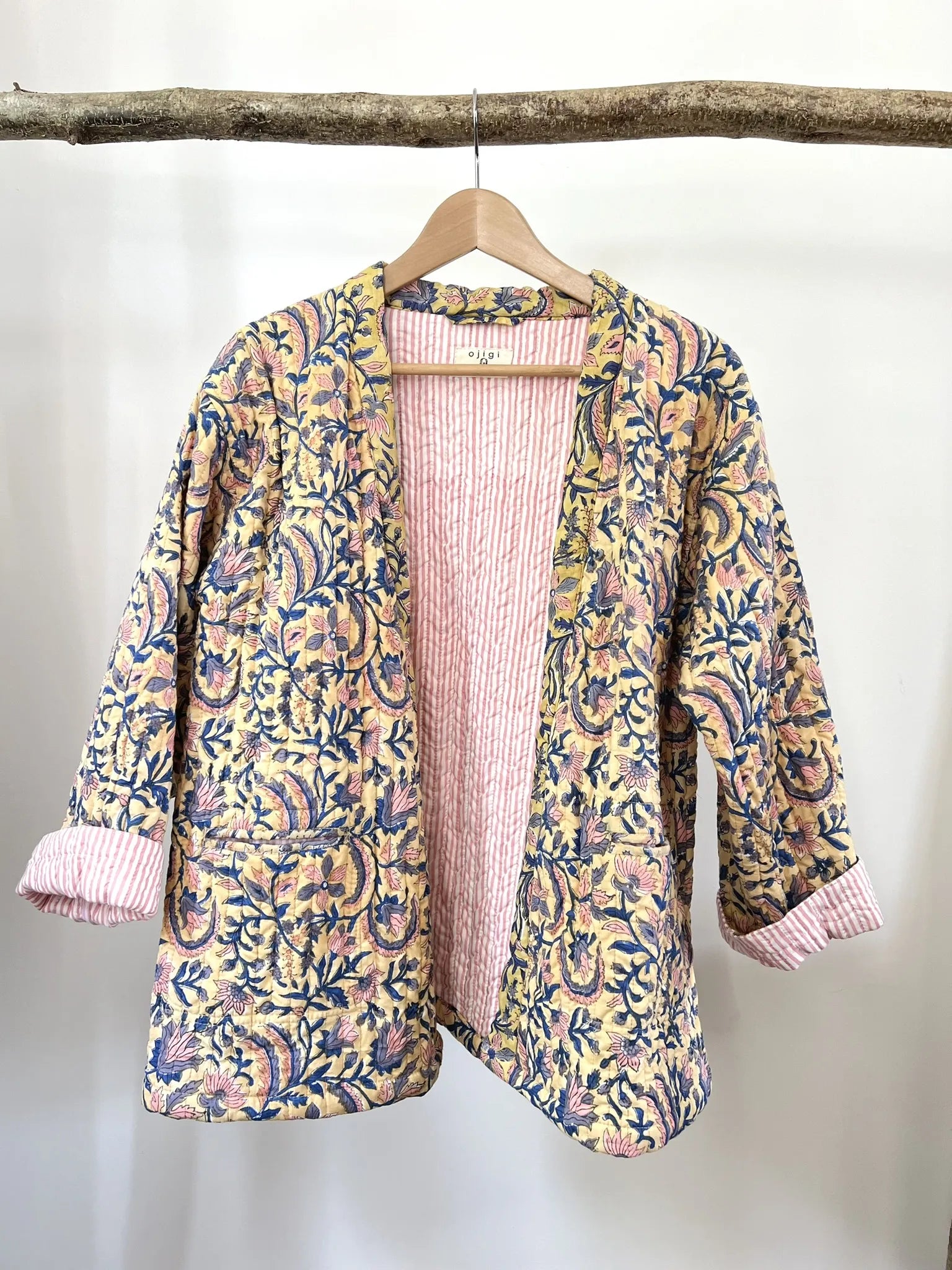 ojigi veste matelassée block print blés en provence
