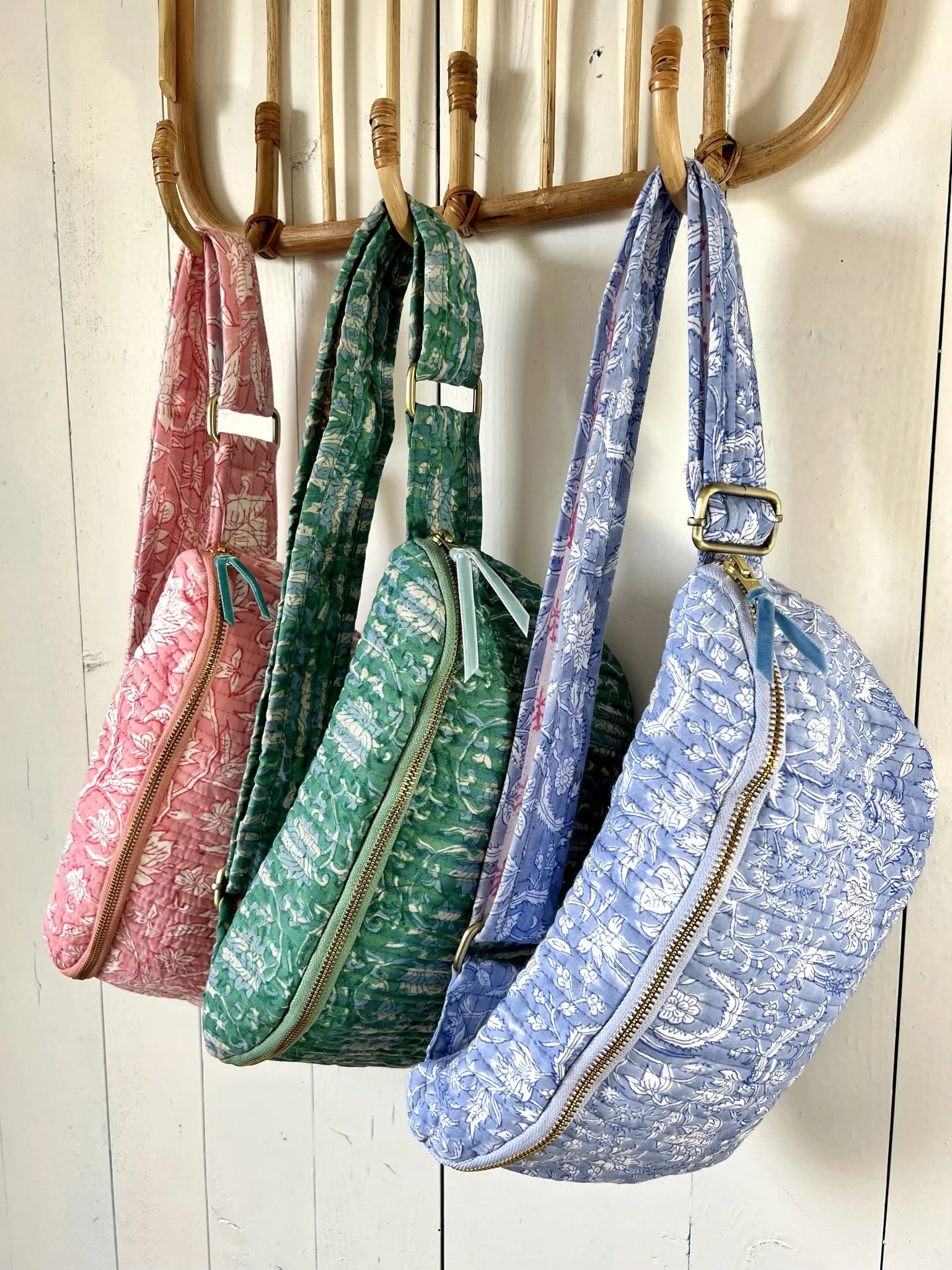 ojigi sac banane happy coton quilté block print liseron 