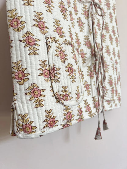 Gilet matelassé réversible imprimé block-print - Bois de rose