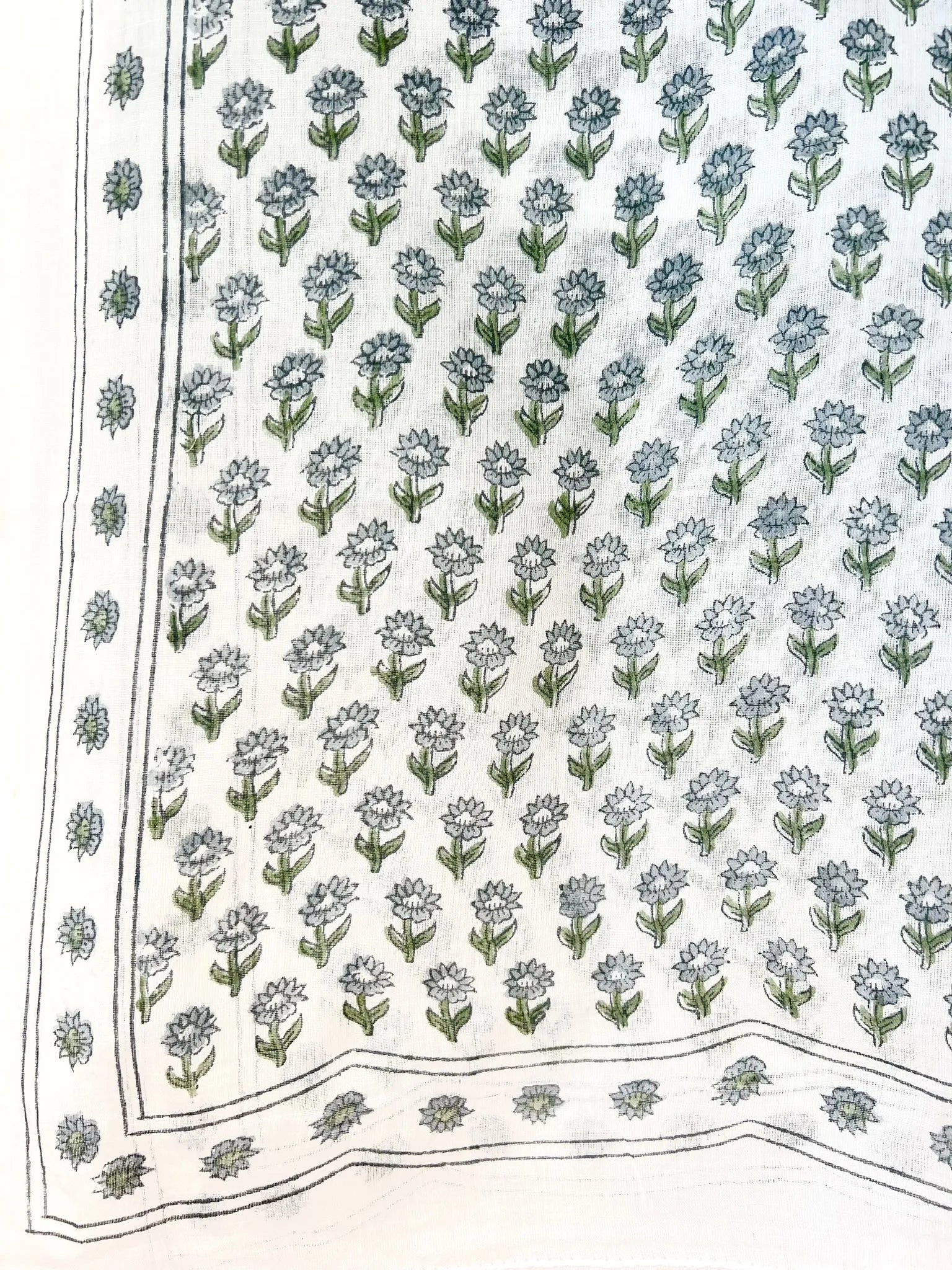 ojigi foulard paréo block print Œillet bleu grisé