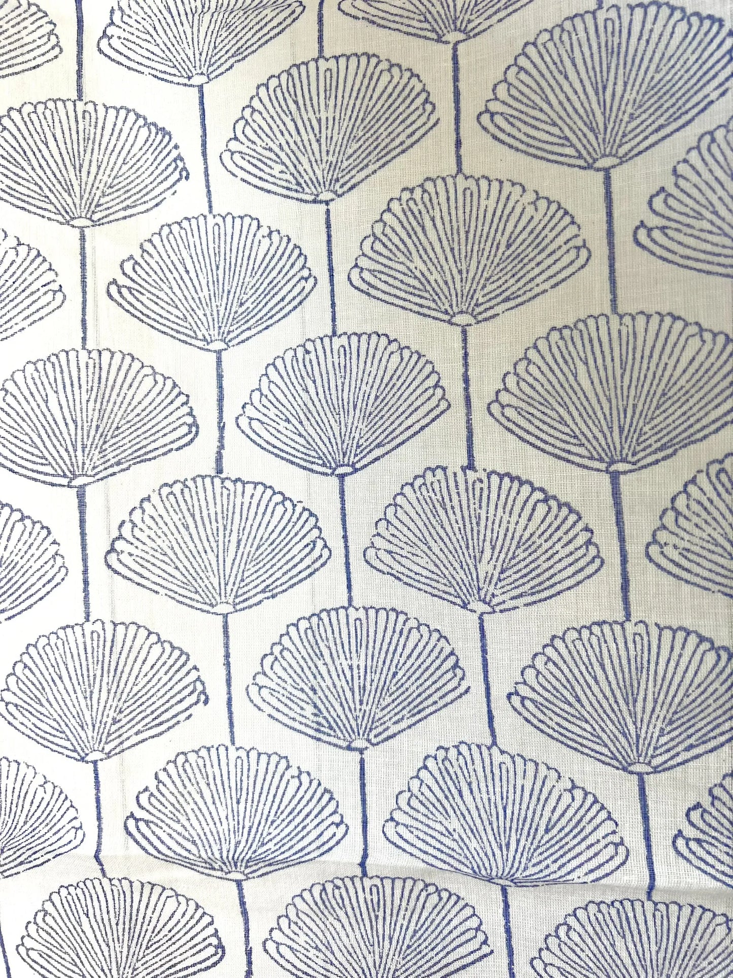 ojigi foulard paréo block print Ginkgo bleu