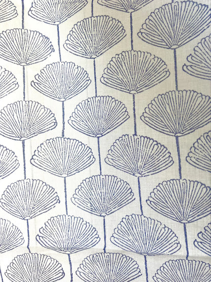 ojigi foulard paréo block print Ginkgo bleu