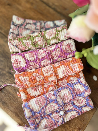 ojigi pochette quiltée à bijoux de voyage block print