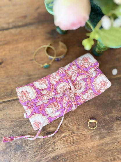 ojigi pochette quiltée à bijoux de voyage block print