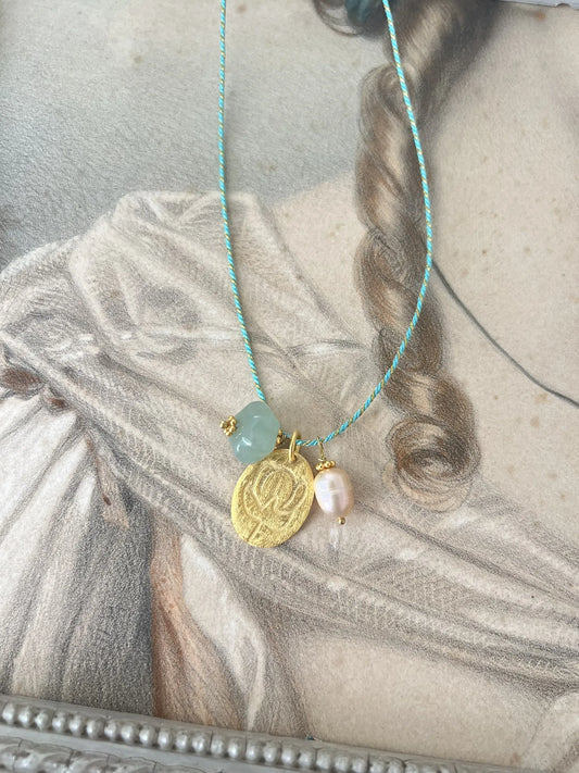 ojigi sautoir médaille aventurine
