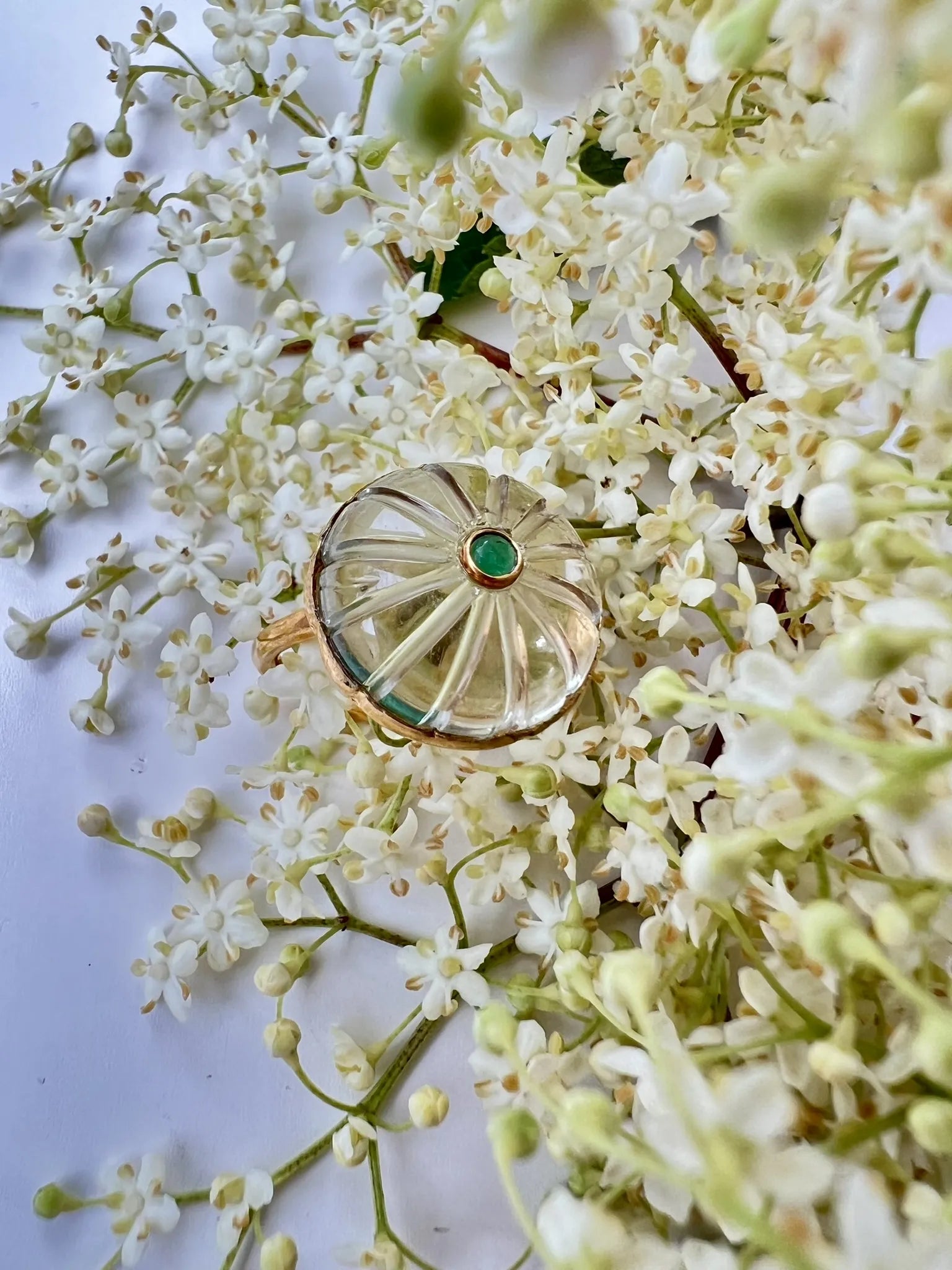 ojigi bague baie III améthyste verte et onyx vert