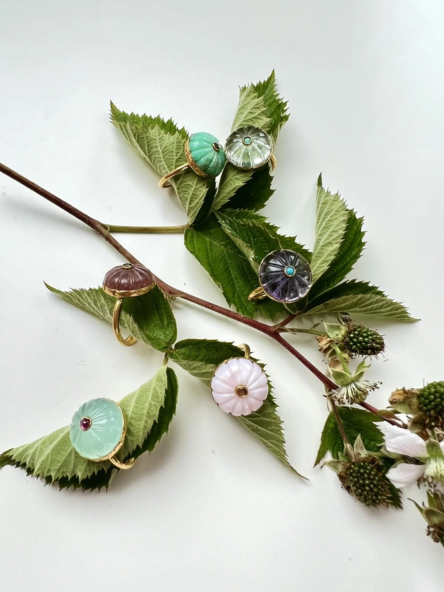 ojigi bague baie III améthyste verte et onyx vert