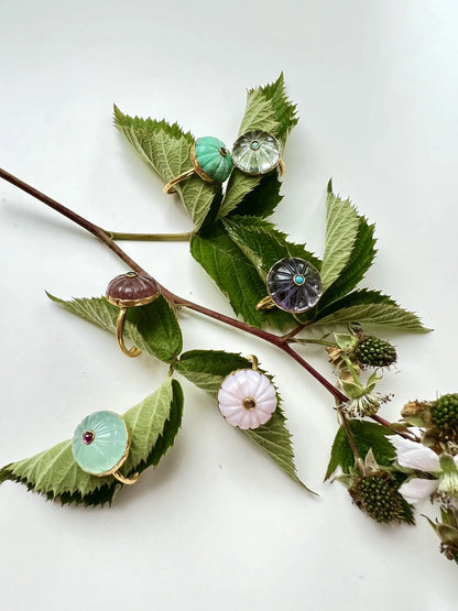 ojigi bague baie III améthyste verte et onyx vert