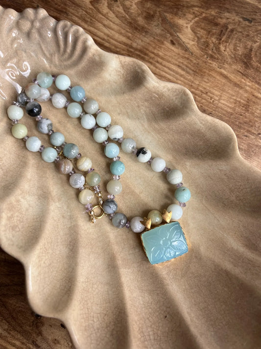 ojigi collier agate et pendentif gaya