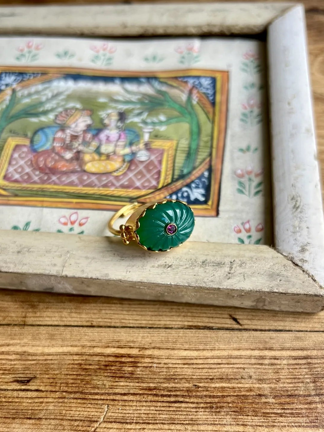 ojigi bague Luce onyx vert et rubis