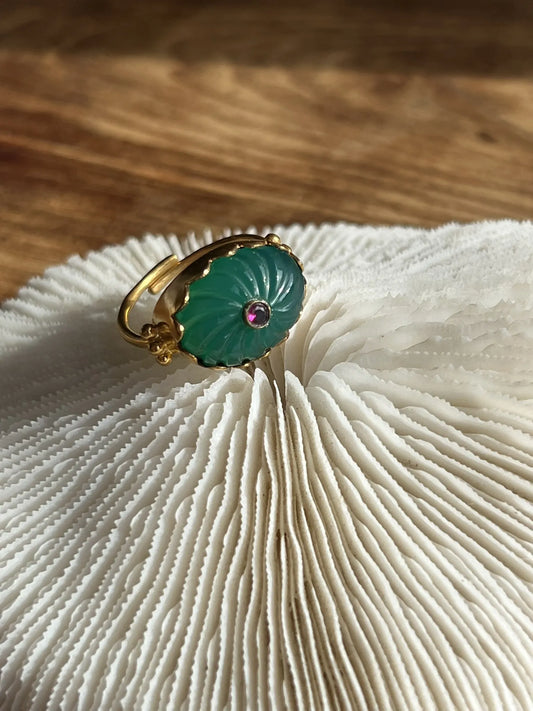 ojigi bague Luce onyx vert et rubis