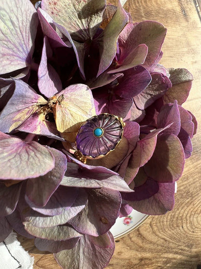ojigi bague Luce améthyste et turquoise