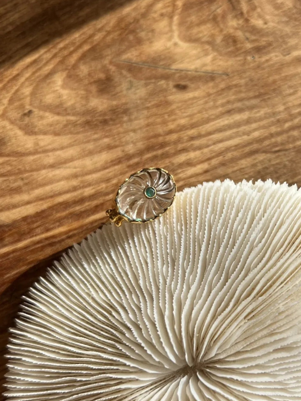 ojigi bague Luce améthyste verte et onyx vert