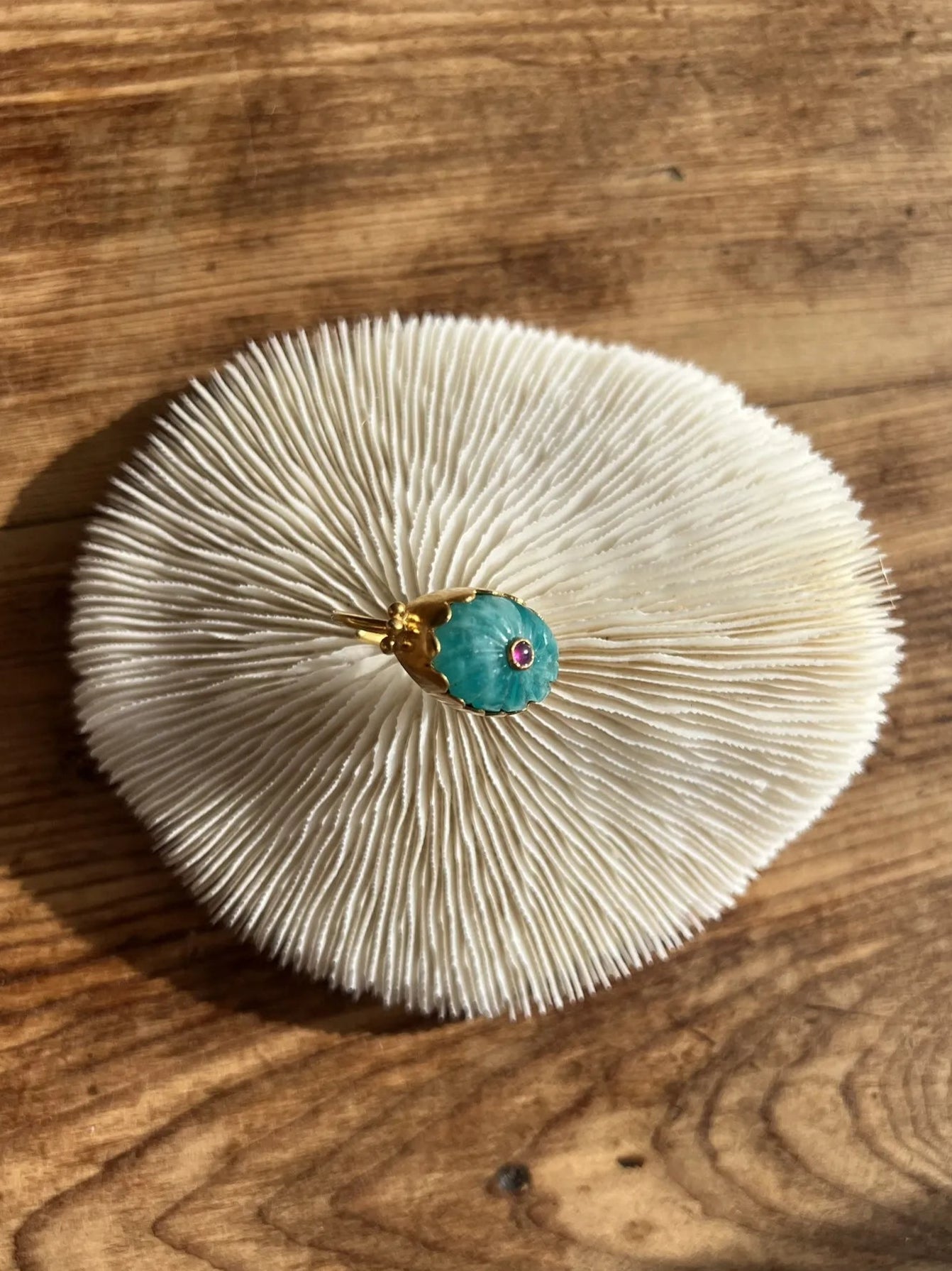 ojigi bague Luce amazonite et rubis