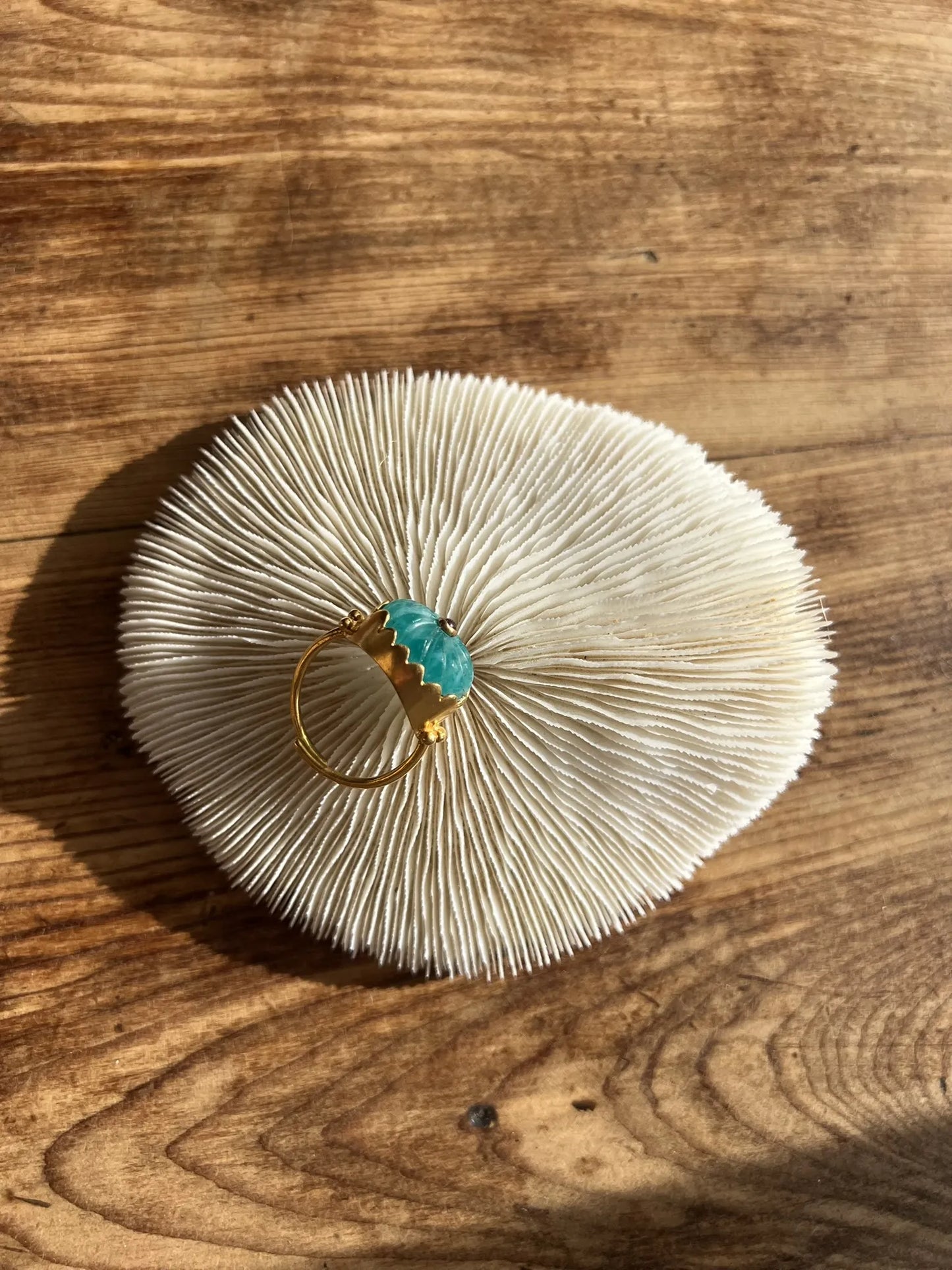 ojigi bague Luce amazonite et rubis