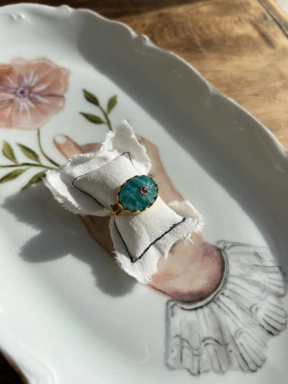 ojigi bague Luce amazonite et rubis