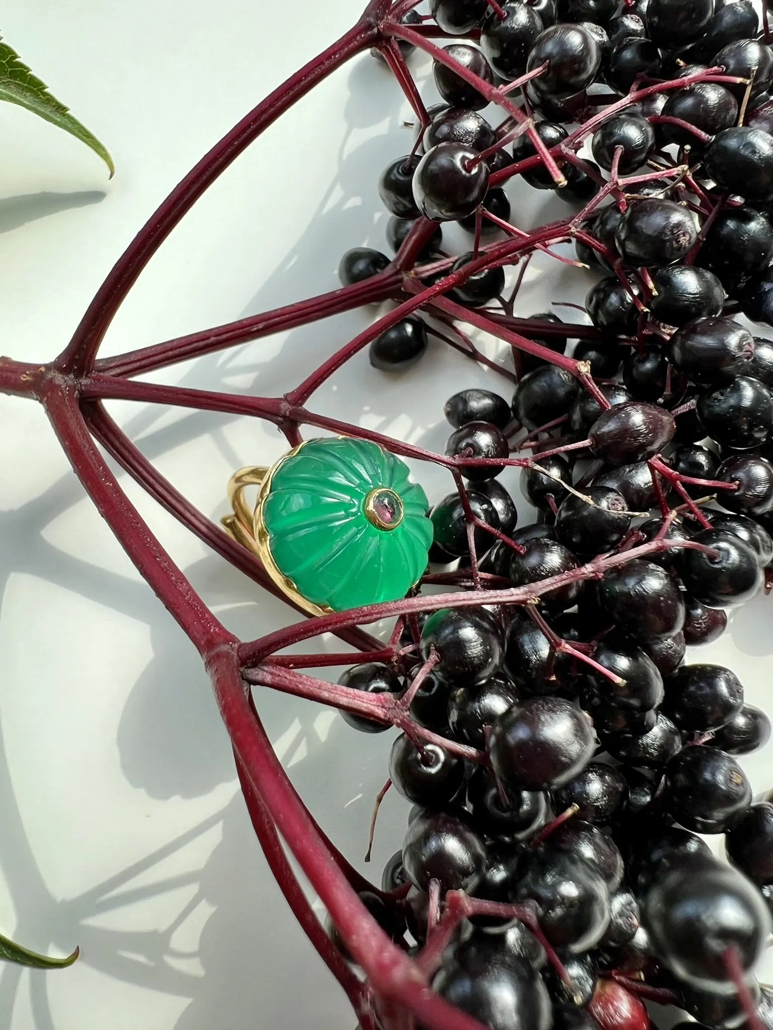 Ojigi bague baie III onyx vert et tourmaline