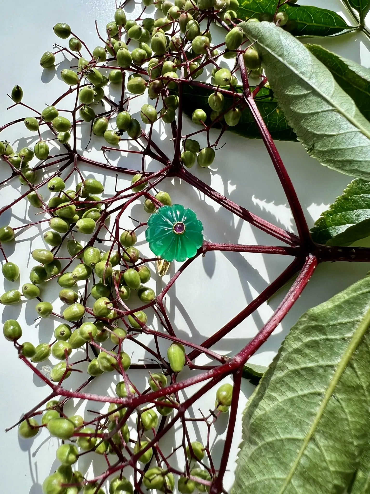 Ojigi bague baie II onyx vert et tourmaline