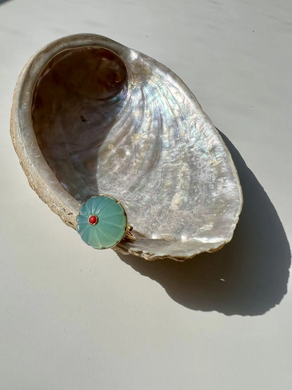 ojigi bague baie III calcite bleue et corail
